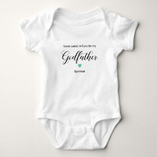 Turquoise Heart Will You Be My Godfather Proposal Baby Bodysuit