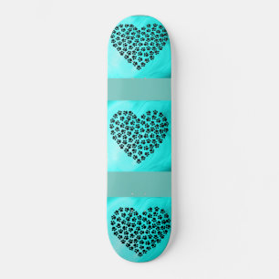 Turquoise hearts skateboard. skateboard