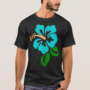 Turquoise Hibiscus Flower  T-Shirt