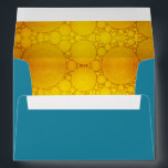 Turquoise holiday yellow circle pattern lined name envelopes<br><div class="desc">A teal blue envelope lined with bright, colourful, yellow gold bubble art photography helps you usher in both Hanukkah and Christmas. Feel the warmth and joy of the holiday season whenever you use this stunning, artsy envelope. Matching greeting cards, stickers, stamps, tote bags, serving trays, and other products are available...</div>