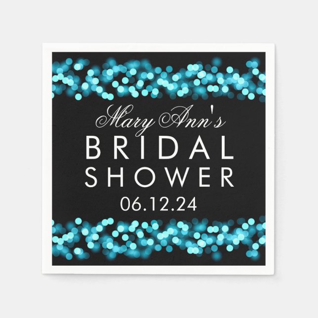 Turquoise Hollywood Glam Bridal Shower Favour Napkin (Front)