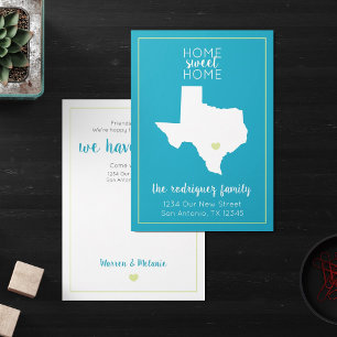 Turquoise Home Sweet Home - Texas Moving Announcement