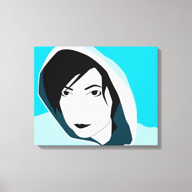 turquoise hooded stare canvas print (Front)