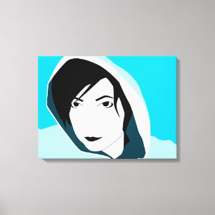 turquoise hooded stare canvas print