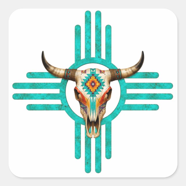 Turquoise Horizon Square Sticker (Front)