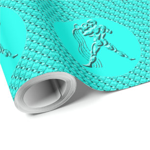 Turquoise Horoscope Zodiac Star Sign Aquarius Wrapping Paper
