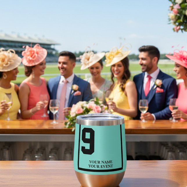 Turquoise Horse Race 9 Personalised Derby (Personalized party favors for your event at the horse races. Gift your guests reusable wine tumblers)