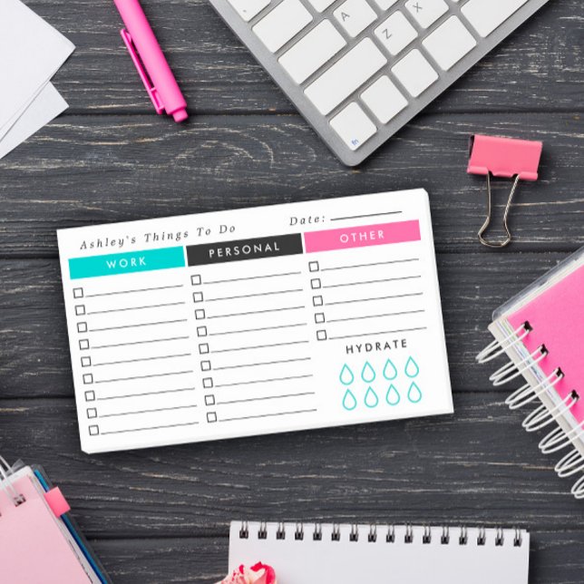 Turquoise Hot Pink Daily Organiser To Do List Post-it Notes (Creator Uploaded)