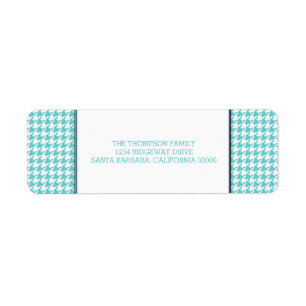 Turquoise Houndstooth Holiday Address Labels