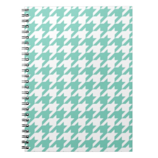 Turquoise Houndstooth Notepad Spiral Notebook (Front)