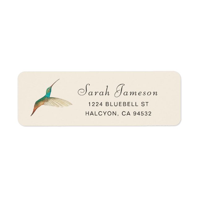 Turquoise Hummingbird Address Label (Front)