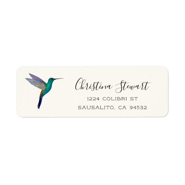 Turquoise Hummingbird Return Address Label (Front)
