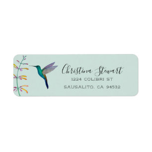 Turquoise Hummingbird Return Address Label
