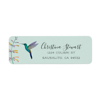 Turquoise Hummingbird Return Address Label