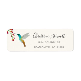 Turquoise Hummingbird Return Address Label