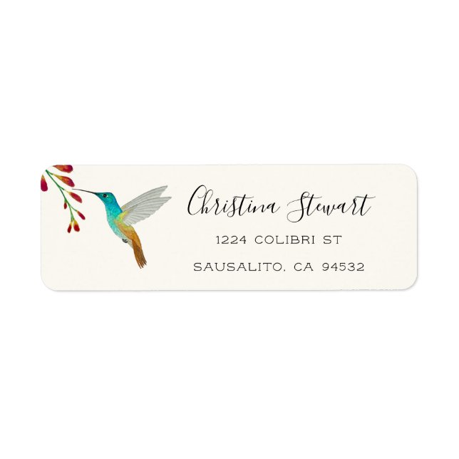 Turquoise Hummingbird Return Address Label (Front)