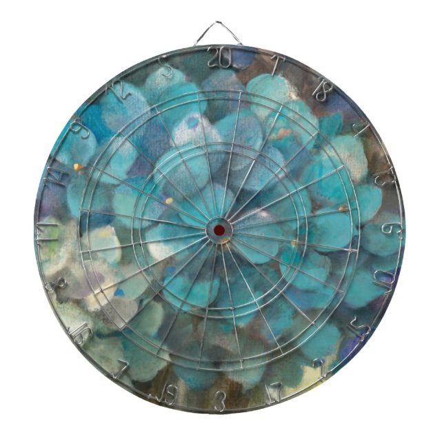 Turquoise Hydrangea Dartboard (Front)