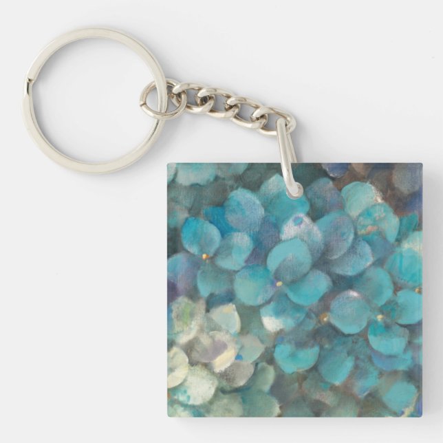 Turquoise Hydrangea Key Ring (Front)