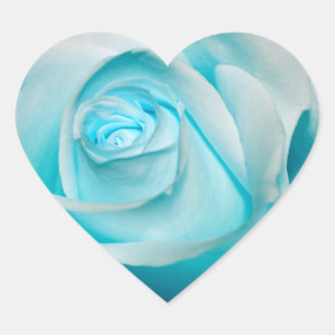 Turquoise Ice Rose Heart Sticker