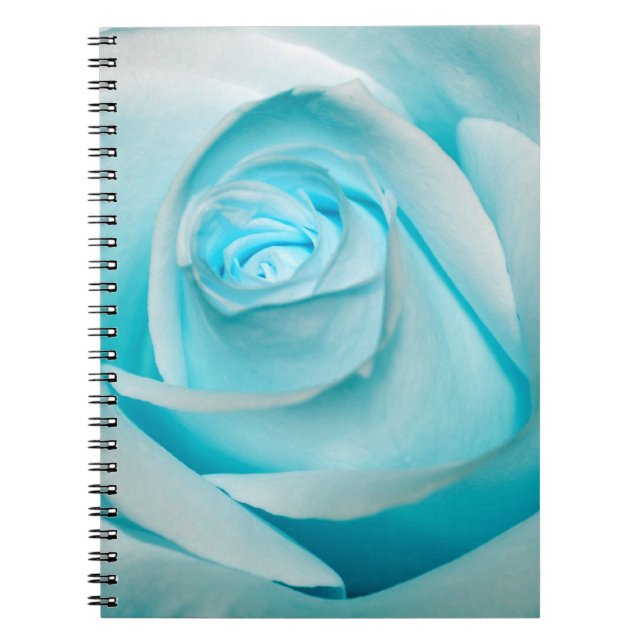 Turquoise Ice Rose Spiral Notebook (Front)