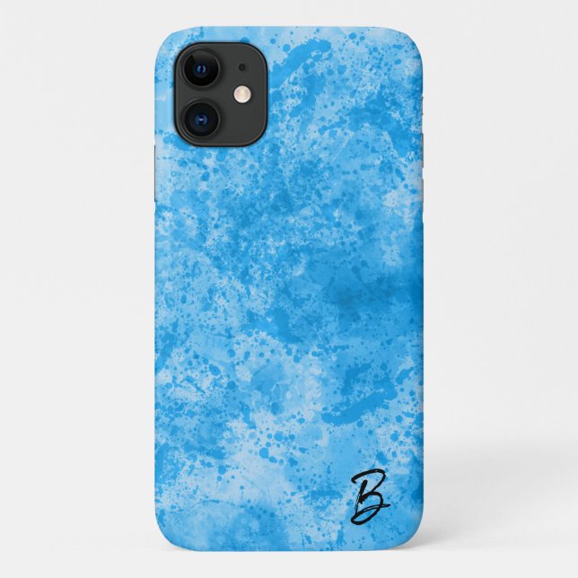 Turquoise Ink Mess Personalised Phone Case (Back)