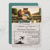 Turquoise Ireland Passport Wedding Invitation