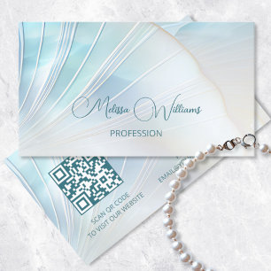 Turquoise Iridescent Holographic Shells Business Card