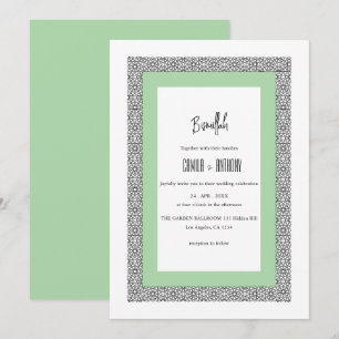 Turquoise Islamic Geometric Border Wedding Invitation