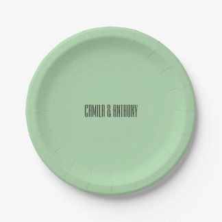 Turquoise Islamic Geometric Border Wedding Paper Plate