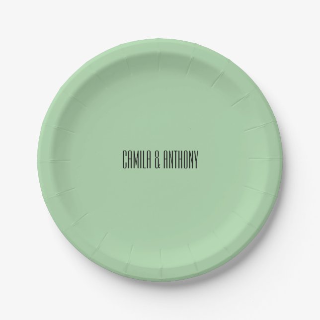 Turquoise Islamic Geometric Border Wedding Paper Plate (Front)