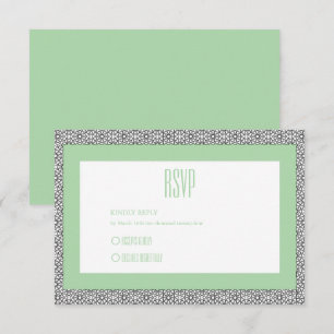 Turquoise Islamic Geometric Border Wedding RSVP Card