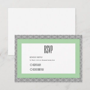 Turquoise Islamic Geometric Border Wedding RSVP Card