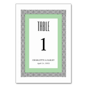 Turquoise Islamic Geometric Border Wedding Table Number
