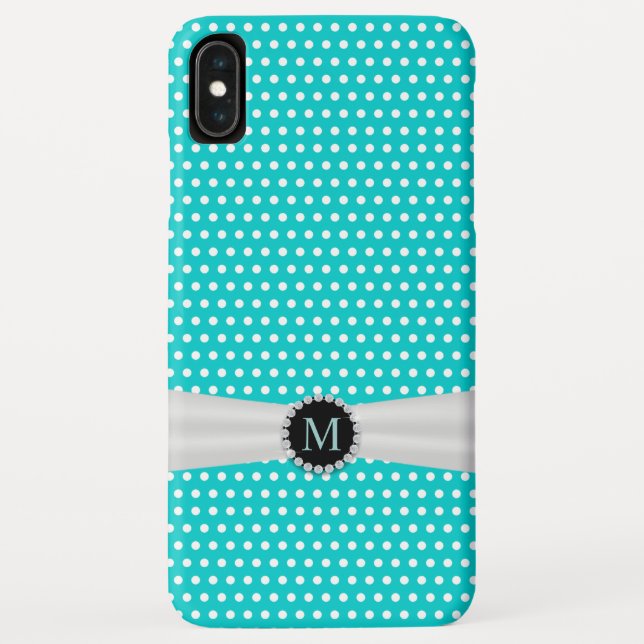 Turquoise & Ivory Ribbon Polka Dots Case-Mate iPhone Case (Back)