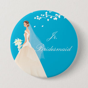 Turquoise Jr. Bridesmaid Bridal Party Button