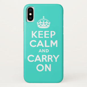 Turquoise Keep Calm and Carry On Case-Mate iPhone Case