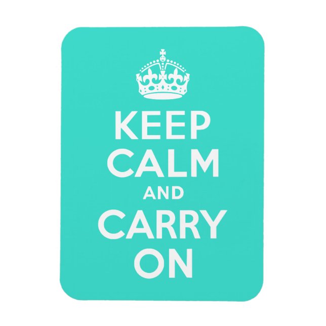 Turquoise Keep Calm and Carry On Magnet (Vertical)