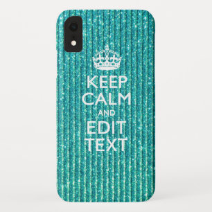 Turquoise Keep Calm and Your Text Festive Case-Mate iPhone Case