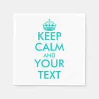 Turquoise keep calm napkins | Customise template