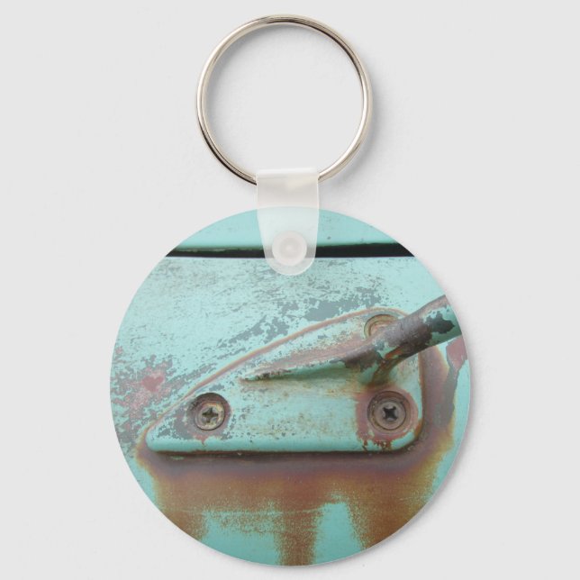 Turquoise Key Chain with vintage image (Front)