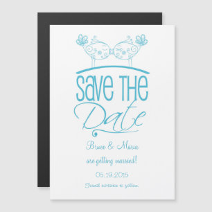 Turquoise Kissing Birds Magnetic Save the Date Magnetic Invitation