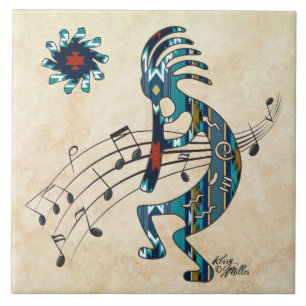 Turquoise Kokopelli Ceramic Tile