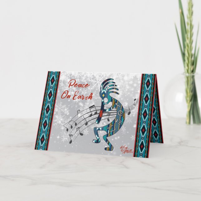 Turquoise Kokopelli Holiday Card (Front)