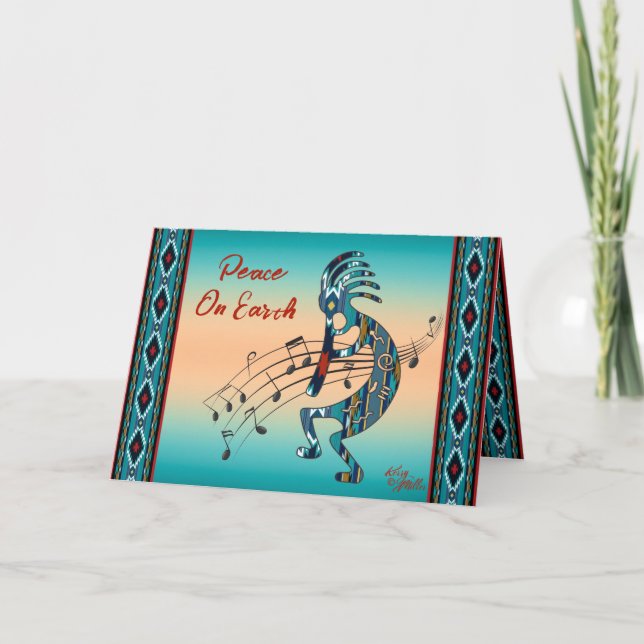 Turquoise Kokopelli Holiday Card (Front)