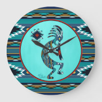 Turquoise Kokopelli Large Clock