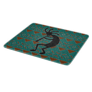 Turquoise Kokopelli Southwest Tribal Design Cutting Board