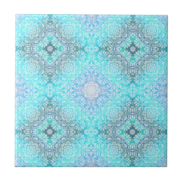 Turquoise Lace Mandala Tile (Front)