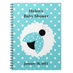 Turquoise Ladybug Baby Shower Notebook