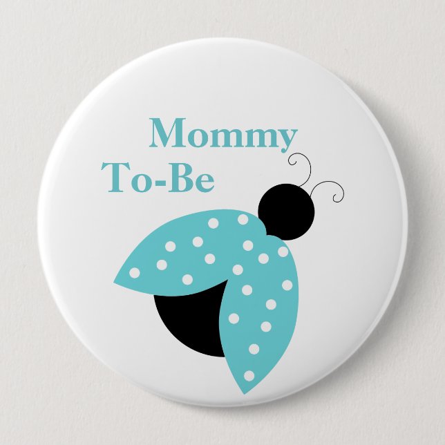 Turquoise Ladybug Mummy To Be Baby Shower Button (Front)