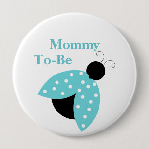 Turquoise Ladybug Mummy To Be Baby Shower Button